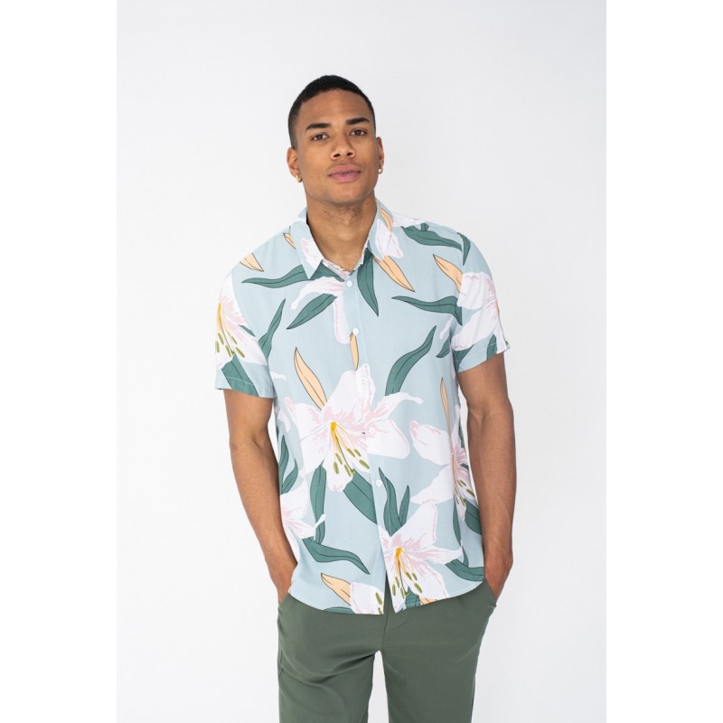 CAMISA GREAT TIMES FLOWERS BLUE SS22