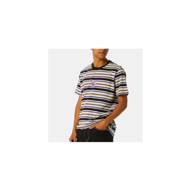 HUF CHESHIRE STRIPE KNIT TOP BLACK