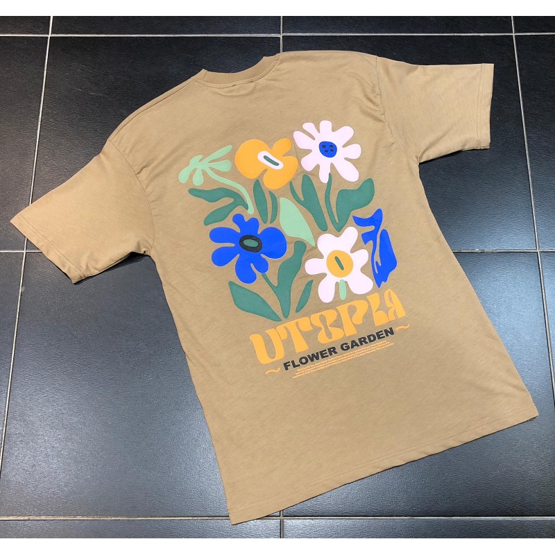 CAMISETA OVERSIZE FLOWERS BEIGE FW24