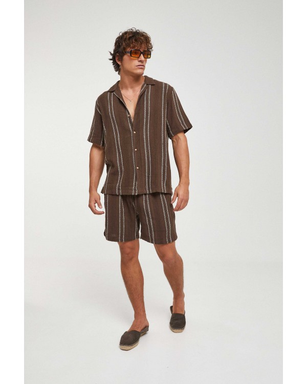 CAMISA LINES BROWN